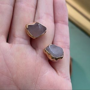 Gold And Pink Stone Studs Earrings